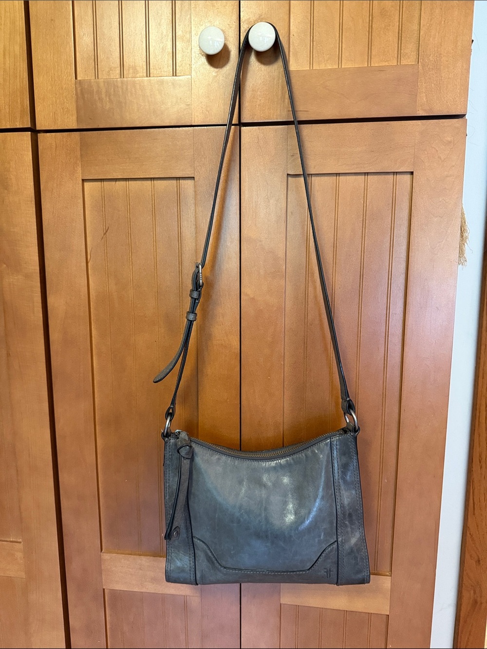 Frye Melissa Women's Leather Crossbody Bag in Charcoal Gray